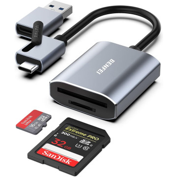 BENFEI B0BYV19KMM 000271GY USB-C + USB-A to SD / TF Card Reader - Image 1