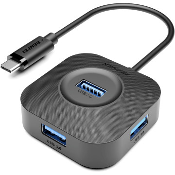 BENFEI B0D96KFQXL 000371BK USB-C Hub, 4 Ports USB 3.0 Hub with 5Gbps Data Transfer for MacBook, Mac Pro, iMac, Surface, XPS, Flash Drive, Mobile HDD - Image 1
