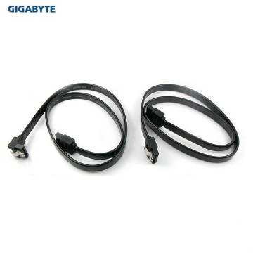 Gigabyte GA-SATA-BK 4x SATA 3 III 3.0 Data Cable 6Gbps for HDD SSD with Angle and Lead Clip Black - Image 1