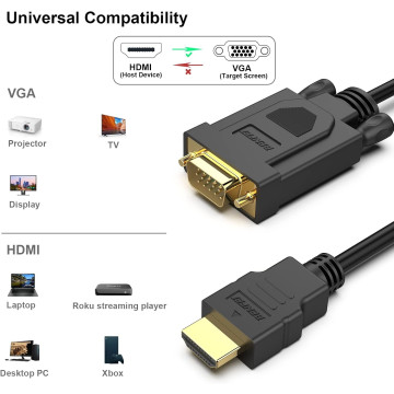 BENFEI B07CTK4TH4 000181BK HDMI to VGA Cable, Uni-Directional HDMI (Source) to VGA (Display) M to M 1.8M - Image 1