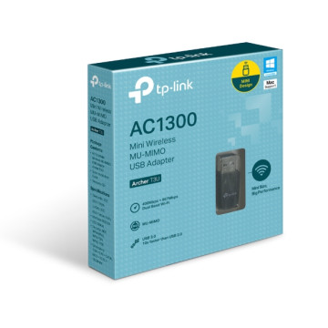 TP-LINK ARCHER T3U (CH) AC1300 Mini Wireless MU-MIMO USB Adapter，Mini Size, 867Mbps at 5GHz + 400Mbps at 2.4GHz, USB 3.0 - Image 1