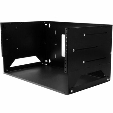 StarTech WALLSHELF4U 2-Post 4U Open Frame Wall Mount Network Rack with Built-in Shelf and Adjustable Depth, Computer Rack for IT Equipment, TAA~ - 2-Post 4U wall-mount server rack; 12-18" (30-45cm) mounting depth - Network rack with tapped rails - Image 1