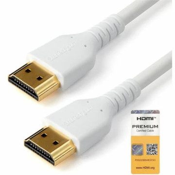StarTech RHDMM2MPW 6.6ft (2m) Slim HDMI 2.0 Cable, Flexible Premium HDMI Cord with Ethernet, 4K 60Hz HDR10, Aramid Fiber with TPE Jacket, White - Slim HDMI 2.0 cable supports 4K visuals and immersive audio - 4K60Hz, 18Gbps, HDR10, 32-channel sur - Image 1