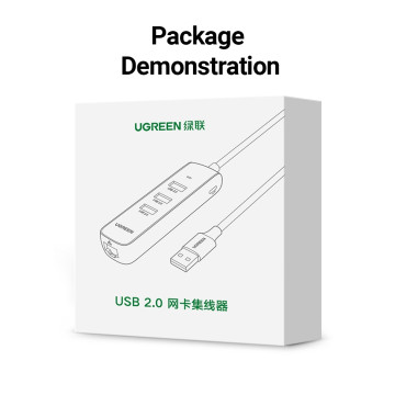 UGREEN 6957303829842 20984 USB-A to 10/100 Mbps RJ45 Ethernet Adapter + 3 port USB-A HUB - Image 1