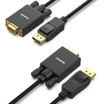 BENFEI B01GPMRYNM 000106BK Uni-Directional DP Male to VGA Male Cable 1080P Gold Plated 1.8M - Image 1