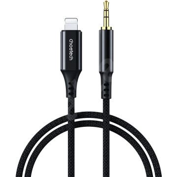 Choetech 6932112103109 AUX007 Lightning male to 3.5mm Male Audio Braided cable 1M - Black - Image 1