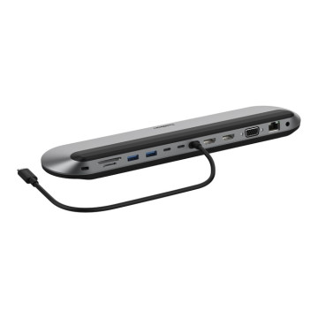 Belkin INC014BTSGY Connect Universal USB-C 11-in-1 Pro Dock+USB-C Cable(13.7')- Grey,100W PD,3xDisplay,4K@60Hz,10Gbps,2xUSB-A,1xUSB-C,2 Year Warranty - Image 1