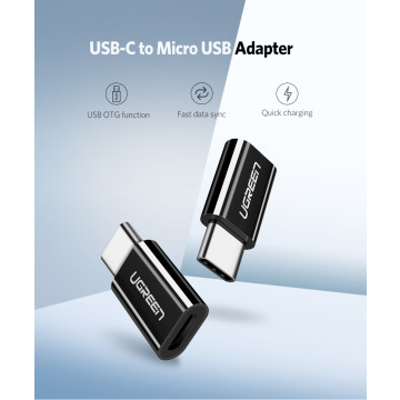 UGREEN 6957303838653 30865 USB 3.1 Type C to Micro USB Adapter - Black - Image 1