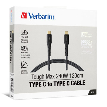Verbatim 66820 Cable 240W USB-C to USB-C 120CM, PD 3.1 and QC 3.0 and 4.0 Premium Cable - Image 1