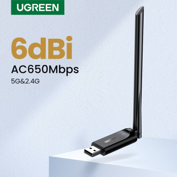 UGREEN 6957303893393 90339 AC650 High-Gain Dual Band Wireless USB Adapter - Image 1