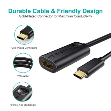 Choetech 6971824970562 HUB-H04 USB-C to HDMI Adapter for Thunderbolt 3 & USB-C - 20cm Black - Image 1