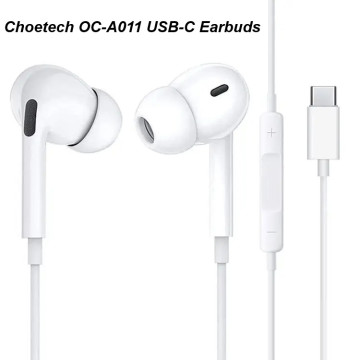 Choetech 6932112106629 OC-A011 USB-C In-Ear Headphones 1.2m - White - Image 1