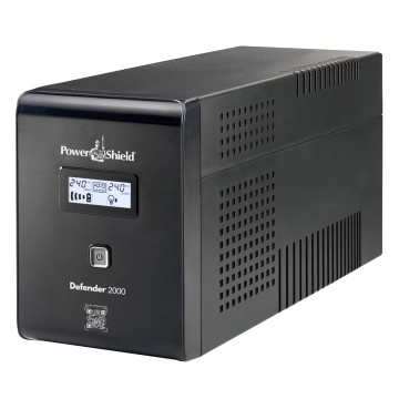 PowerShield PSD2000 Defender 2000VA/1200W UPS, AVR, LCD display, 6 AUS sockets, user-replaceable batteries, 2-year warranty - Image 1