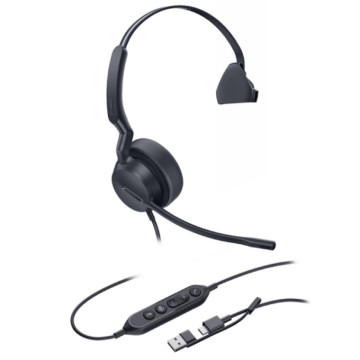 Yealink UH42-M-MS-C/A UH42 Mono Teams USB-C/A Microsoft Certified Teams USB Wired Headset, Noise-Canceling Microphone, Leather Ear Cushions Controller Teams button - Image 1