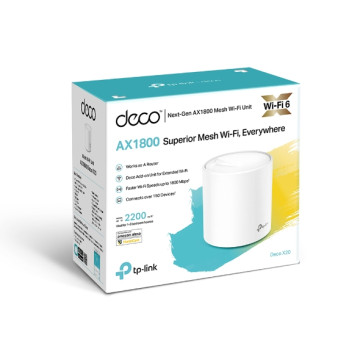 TP-LINK DECO X20(1-PACK) Deco X20 (1-pack)AX1800 Whole Home Mesh Wi-Fi 6 System, Up To 200 sqm Coverage, WIFI6, 1201Mbps @ 5Ghz, 574Mbps @ 2.4 GHz OFDMA, MU-MIMO (WIFI - Image 1
