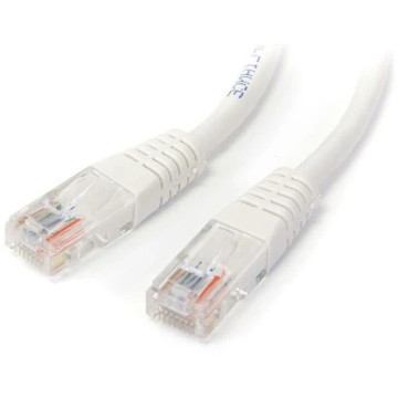 StarTech M45PAT15MWH 15m Cat5e White Molded RJ45 UTP Cat 5e Patch Cable - 15 m Patch Cord - Cable for Network Device, Distribution Panel, Workstation - First End: 1 x RJ-45 Network - Male - Second End: 1 x RJ-45 Network - Male - Patch Cable - Go - Image 1