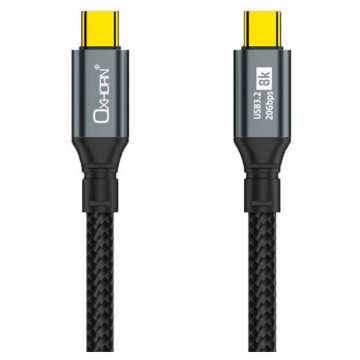 Just You PC CB-CC-322 Oxhorn 2m USB-C to USB-C USB 3.2 Gen2 Braided 20Gbps 8K@60Hz 5A 20V 100W PD Fast Charging Video Cable for Laptop Phone Tablet Docking USB-C Devices - Image 1