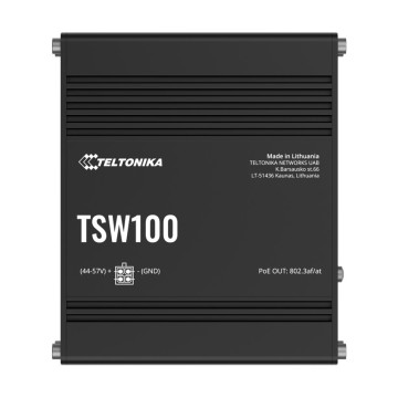 Teltonika TSW100010020 TSW100 Industrial POE+ Ethernet Switch, 4 x PoE+ Ports, Power Up to 120W, 5 x Gigabit Ethernet with speeds up to 1000 Mbps, PSU included - Image 1