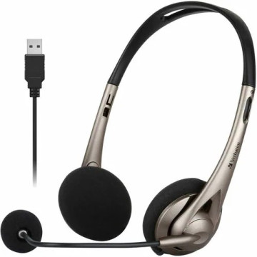 Verbatim 66556 Wired Over-the-head, On-ear Stereo Headset - Grey - Binaural - Supra-aural - 32 Ohm - 20 Hz to 20 kHz - 120 cm Cable - Omni-directional Microphone - USB - Image 1