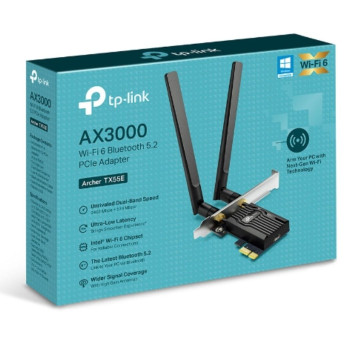 TP-LINK ARCHER TX55E ARCHER AX3000 BLUETOOTH 5.2 PCIE WI-FI 6 DUAL-BAND ADAPTER, HIGH GAIN, 3YR - Image 1