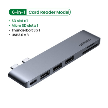 UGREEN 6957303865604 60560 USB C Hub for MacBook Aluminum Type C Adapter with 3 USB 3.0 100W - Image 1