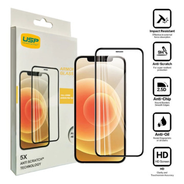 USP SPUAG127 Apple iPhone 12 Pro Max (6.7') Armor Glass Full Cover Screen Protector - 9H Hardness, Scratch-Resistance, Anti-fingerprint, 5 Years Warranty - Image 1