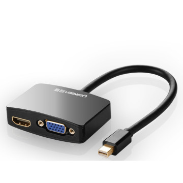 UGREEN 6957303814398 10439 mini dp male to VGA female+HDMI female converter cable--Black - Image 1