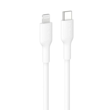 Belkin CAA021FQ1MWH BoostCharge Lightning to USB-C Cable (1M) - White , 3A/15W, 480Mbps, 300K+ Bends, Apple iPhone, MFI-Certified, 2 Years Warranty - Image 1