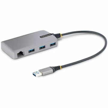 StarTech 5G3AGBB-USB-A-HUB 3-Port USB Hub with Ethernet, USB-A Ports, Gigabit Ethernet/GbE, 5Gbps, Bus-Powered, 1ft/30cm Cable, Portable Laptop USB Hub - Portable USB Expansion Hub w/Gb Ethernet RJ45 (WoL/Jumbo Frames/V-LAN Tagging) for laptop/d - Image 1