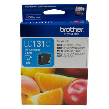 Brother LC-131C Cyan Ink Cartridge - to suit DCP-J152W/J172W/J552DW/J752DW/MFC-J245/J470DW/J475DW/J650DW/J870DW - up to 300 pages - Image 1