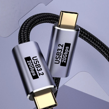 USP 6976552041201 BoostUp Cafule Braided USB-C to USB-C (3.2 Gen 2x2) Charge & Video Cable (2M) - Black, 5A/100W PD, 20Gbps, 8K/60Hz, 5 Years Warranty - Image 1
