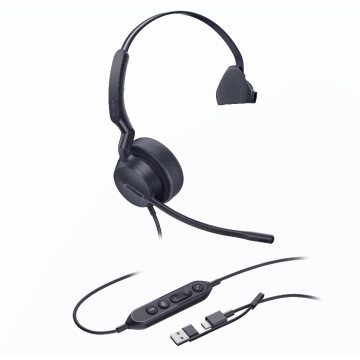 Yealink UH44-M-MS-C/A UH44 Mono Teams USB-C/A Microsoft Certified USB Wired Headset, Dual Noise-Canceling Microphones, 35mm Speaker, Busylight Leather Ear Cushions - Image 1
