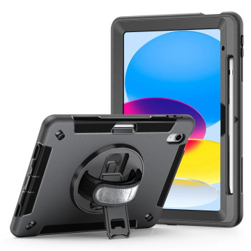 USP 6972890207521 Rugged Apple iPad (11') (A16) (11th Gen) / iPad (10.9') (10th Gen) Case Black -Built-in-Kickstand,Hand & Shoulder Strap,DropProof,5 Years Warranty - Image 1