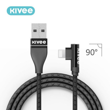 KIVEE 6971239570630 CG011 Angle Lightning to USB Charging Cable 1M Black - Image 1