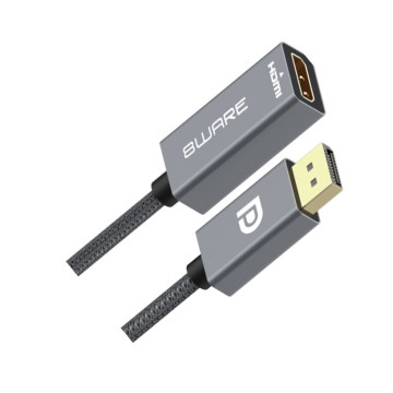 8ware 8W-DPHDMIF DisplayPort DP to HDMI Adapter Converter Cable 15cm - Male to Female 1080P Gold-Plated for PC/Laptop to HDTVs Projectors Displays Retail Pack - Image 1