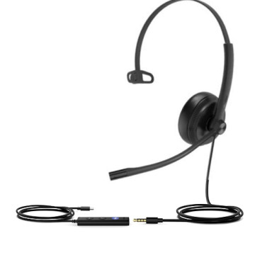 Yealink TEAMS-UH34SE-M-C Teams Certified Wideband Noise Cancelling Headset, USB-C and 3.5mm Jack, Controller with Teams Button, Ultra Lightweight - Image 1