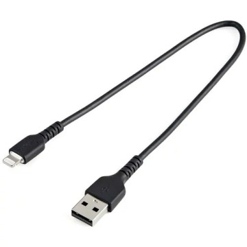 StarTech RUSBLTMM30CMB 30cm (12inch) Durable Black USB-A to Lightning Cable - Heavy Duty Rugged Aramid Fiber USB Type A to Lightning Charger/Sync Power Cord - Apple MFi Certified iPad/iPhone 12 - Image 1