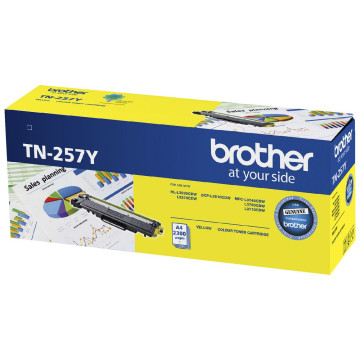 Brother TN-257Y Yellow High Yield Toner Cartridge to Suit - HL-3230CDW/3270CDW/DCP-L3015CDW/MFC-L3745CDW/L3750CDW/L3770CDW (2,300 Pages) - Image 1