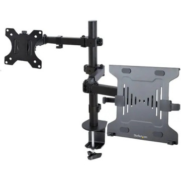 StarTech A2-LAPTOP-DESK-MOUNT Monitor Arm with VESA Laptop Tray, For a Laptop & Single Display up to 32" (17.6lb/8kg), Adjustable Desk Laptop Arm Mount - This black monitor and laptop mount for desk allows fixing a laptop on the VESA laptop tray - Image 1