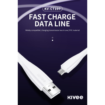 KIVEE 6971239573518 CT107 Lightning to USB Charging Cable 1M White - Image 1