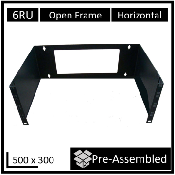 LDR WB-CA-3406 Open Frame 6U Wall Mount Frame (500mm x 300mm) - Black Metal Construction - Image 1