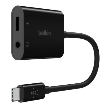 Belkin NPA004BTBK RockStar 3.5mm Audio + USB-C PD Charge Adapter - Black , 60W PD, Superior Audio, 2-in1 Solution, Apple iPhone, 2 Years Warranty - Image 1