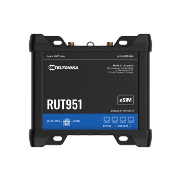 Teltonika RUT951610R00 RUT951 Industrial PoE+ Cellular Router, 4G LTE (Cat 4) POE In and POE Out, Dual SIM,WI-FI, Automatic WAN Failover, PSU included - Image 1