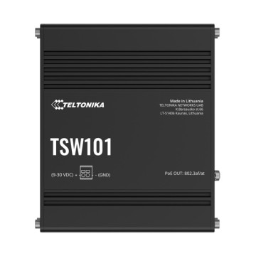 Teltonika TSW101000000 TSW101 Automotive POE+ Switch, 4x PoE Ports, 5 x Gigabit Ethernet Ports with speeds of up to 1000 Mbps, PSU excluded - Image 1