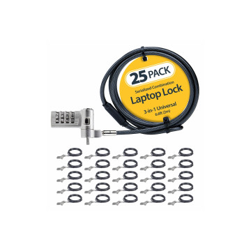 StarTech UNIVCS25-LAPTOP-LOCK 25-PACK UNIVERSAL LAPTOP LOCK 6.6FT (2M), SERIALIZED SECURITY CABLE FOR NOTEBOOK, - Image 1