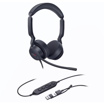 Yealink UH44-D-UC-C/A UH44 Dual UC USB-C/A Unified Communications USB Wired Headset Dual Noise-Canceling Microphones 35mmSpeaker Busylight Leather Ear Cushions - Image 1