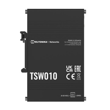 Teltonika TSW010000000 TSW010 DIN Rail Ethernet Switch, 5x Ethernet Ports with speeds of up to 100 Mbps, Integrated DIN Rail Bracket, Plug and Play, PSU excluded - Image 1