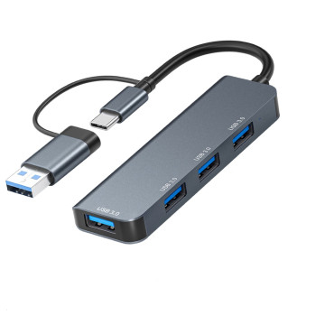 Astrotek AT-USB3HUB 4 Port High speed USB3.0 HUB U-Disk USB-A Keyboard Mouse Gamepad with USB A adapter Compatible with both USB A and USB C - Image 1