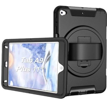 USP HDTA11A9PLUS Rugged Samsung Galaxy Tab A11+ / Tab A9+ (11') Case Black - Built-in-Kickstand, Hand & Shoulder Strap, DropProof,5 Years Warranty - Image 1
