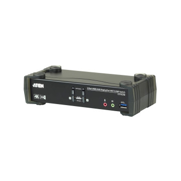 Aten CS1922M-AT-U Desktop KVMP Switch 2 Port Single to Dual Display 4k DisplayPort MST w/ audio, Cables Included, 2x USB Port, Selection Via Front Panel - Image 1